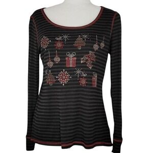 Holiday Traditions Embellished Black‎ Top